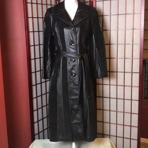 VTG Black Leather / Suede Paneled Trench  Coat